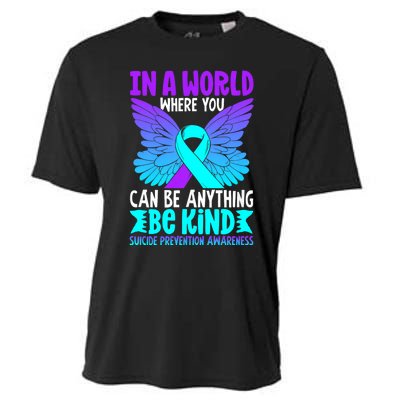 Be Kind Butterfly Teal Purple Ribbon Suicide Prevention Cooling Performance Crew T-Shirt