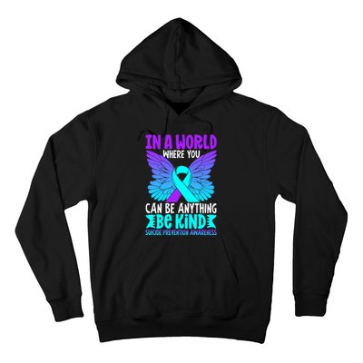 Be Kind Butterfly Teal Purple Ribbon Suicide Prevention Hoodie