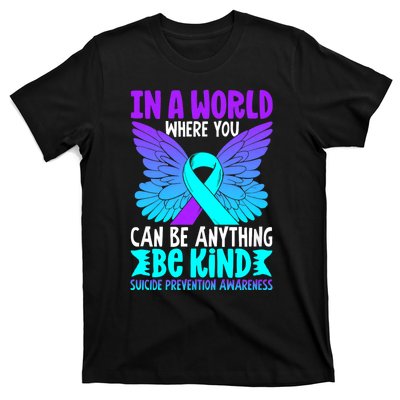 Be Kind Butterfly Teal Purple Ribbon Suicide Prevention T-Shirt