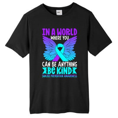 Be Kind Butterfly Teal Purple Ribbon Suicide Prevention Tall Fusion ChromaSoft Performance T-Shirt