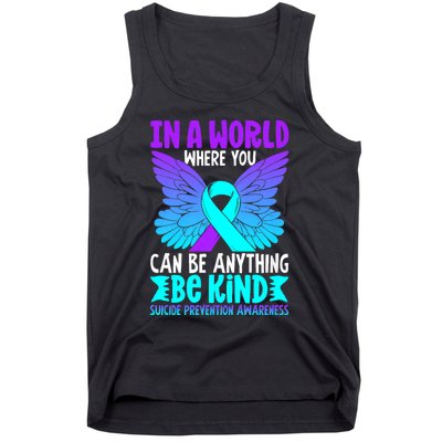 Be Kind Butterfly Teal Purple Ribbon Suicide Prevention Tank Top