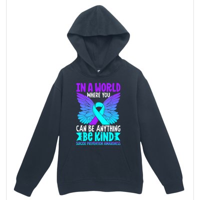 Be Kind Butterfly Teal Purple Ribbon Suicide Prevention Urban Pullover Hoodie