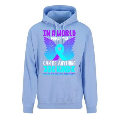 Be Kind Butterfly Teal Purple Ribbon Suicide Prevention Unisex Surf Hoodie