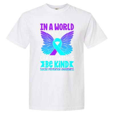 Be Kind Butterfly Teal Purple Ribbon Suicide Prevention Garment-Dyed Heavyweight T-Shirt