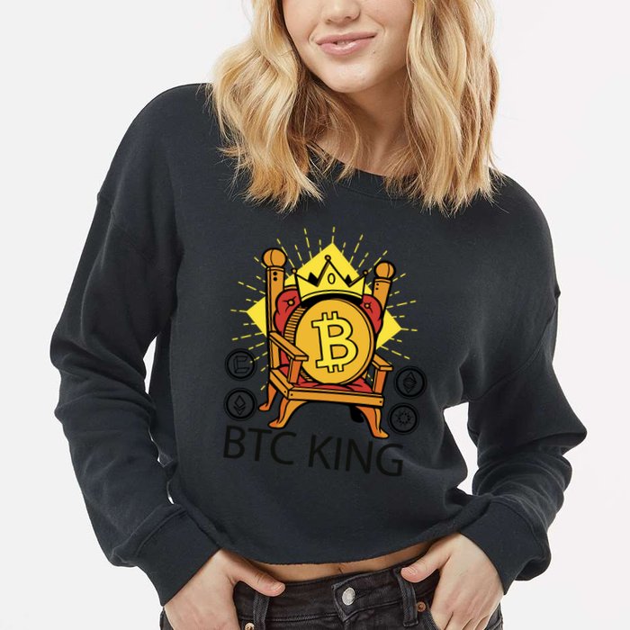 Bitcoin King Cropped Pullover Crew