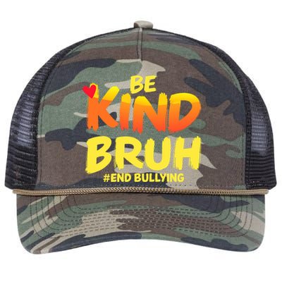 Be Kind Bruh Antibullying Awareness Motivational Design Retro Rope Trucker Hat Cap