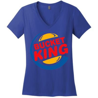 Bucket King Basketball Player Hoops Culture Women's V-Neck T-Shirt