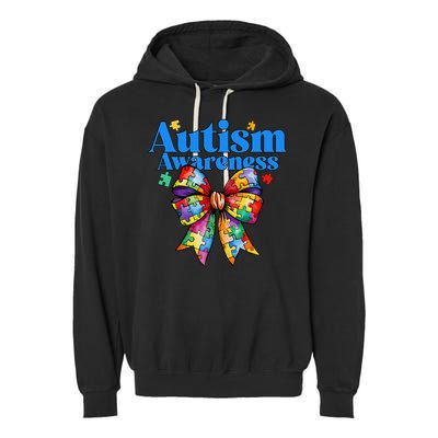 Be Kind Bow Autism Awareness Autism Support Love Garment-Dyed Fleece Hoodie
