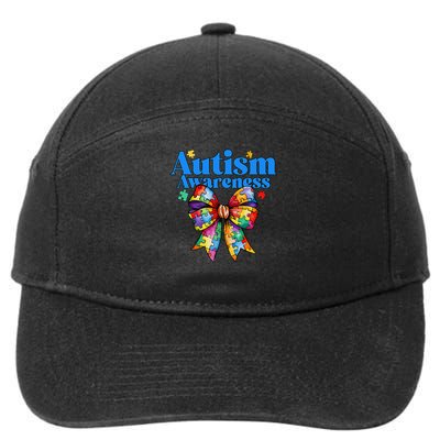 Be Kind Bow Autism Awareness Autism Support Love 7-Panel Snapback Hat
