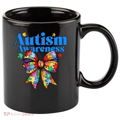 Be Kind Bow Autism Awareness Autism Support Love 11oz C Handle Ceramic Mug