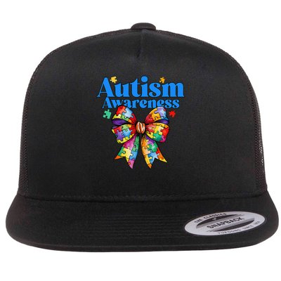 Be Kind Bow Autism Awareness Autism Support Love Flatbill Hat