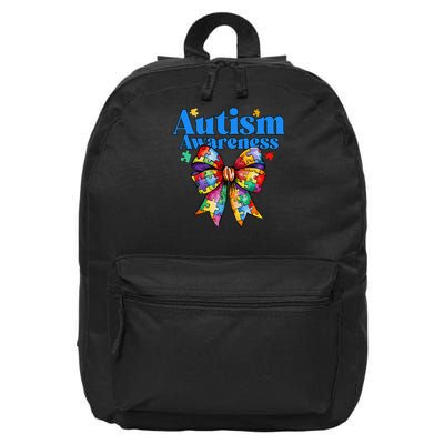Be Kind Bow Autism Awareness Autism Support Love 16 in Basic Backpack