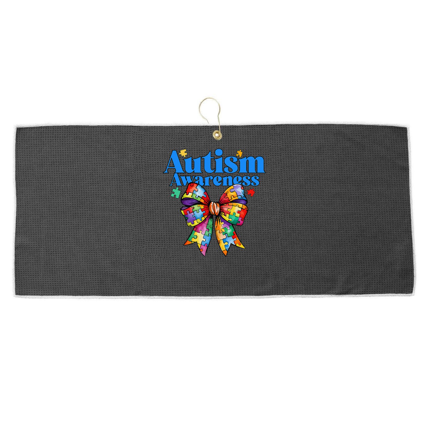 Be Kind Bow Autism Awareness Autism Support Love Large Microfiber Waffle Golf Towel