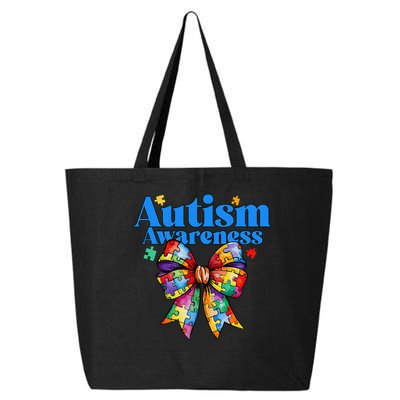 Be Kind Bow Autism Awareness Autism Support Love 25L Jumbo Tote