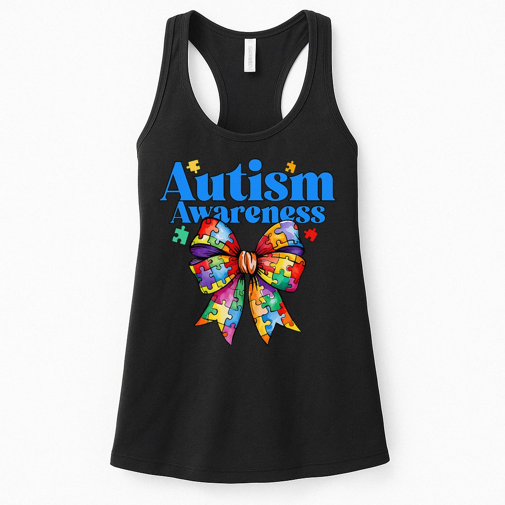 Be Kind Bow Autism Awareness Autism Support Love Womens Tank Top