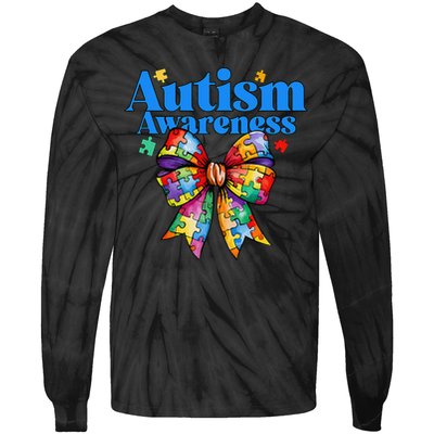 Be Kind Bow Autism Awareness Autism Support Love Tie-Dye Long Sleeve Shirt