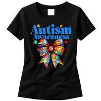 Be Kind Bow Autism Awareness Autism Support Love Womens T-Shirt