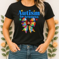 Be Kind Bow Autism Awareness Autism Support Love Womens T-Shirt