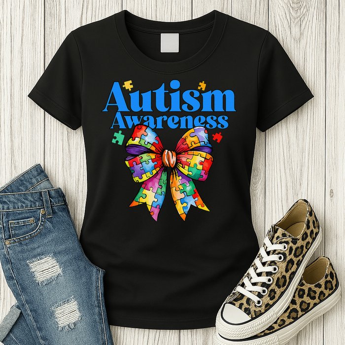 Be Kind Bow Autism Awareness Autism Support Love Womens T-Shirt