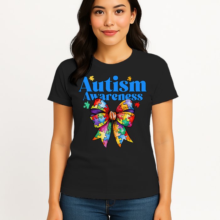 Be Kind Bow Autism Awareness Autism Support Love Womens T-Shirt
