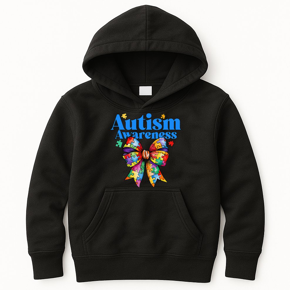 Be Kind Bow Autism Awareness Autism Support Love Kids Hoodie