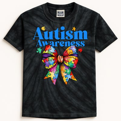 Be Kind Bow Autism Awareness Autism Support Love Kids Tie-Dye T-Shirt