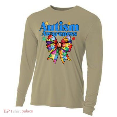Be Kind Bow Autism Awareness Autism Support Love Cooling Performance Long Sleeve Crew