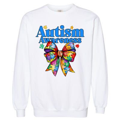 Be Kind Bow Autism Awareness Autism Support Love Garment-Dyed Sweatshirt