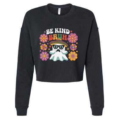 Be Kind Bruh Groovy Ghoul Unity Day Orange Women Halloween Cropped Pullover Crew
