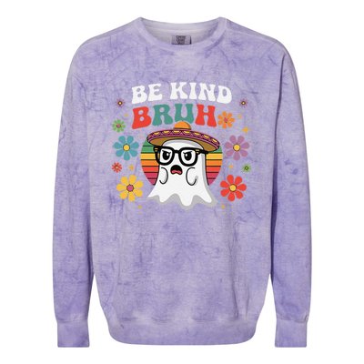 Be Kind Bruh Groovy Ghoul Unity Day Orange Women Halloween Colorblast Crewneck Sweatshirt