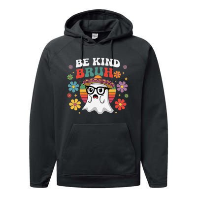 Be Kind Bruh Groovy Ghoul Unity Day Orange Women Halloween Performance Fleece Hoodie