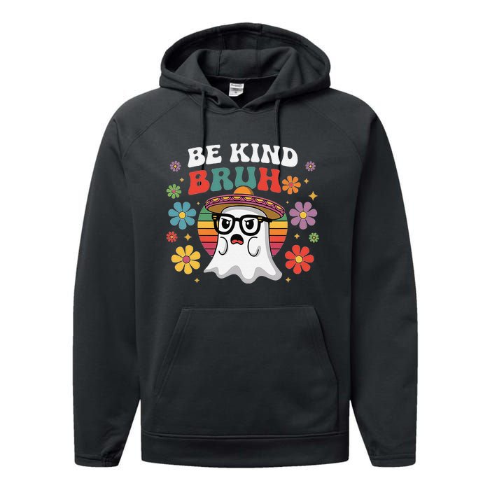 Be Kind Bruh Groovy Ghoul Unity Day Orange Women Halloween Performance Fleece Hoodie