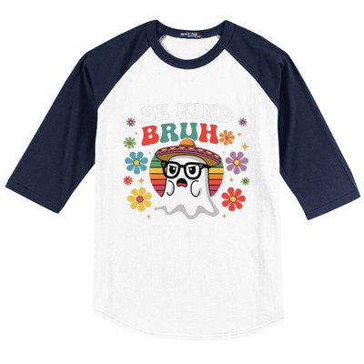 Be Kind Bruh Groovy Ghoul Unity Day Orange Women Halloween Baseball Sleeve Shirt