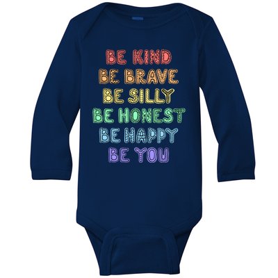 Be Kind Be Brave Be You Self Love Quote Baby Long Sleeve Bodysuit