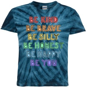 Be Kind Be Brave Be You Self Love Quote Kids Tie-Dye T-Shirt