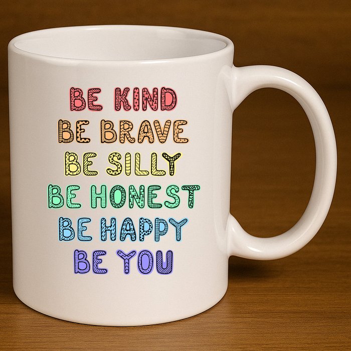 Be Kind Be Brave Be You Self Love Quote 11oz C Handle Ceramic Mug