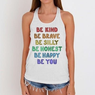 Be Kind Be Brave Be You Self Love Quote Women's Knotted Racerback Tank