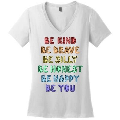 Be Kind Be Brave Be You Self Love Quote Women's V-Neck T-Shirt