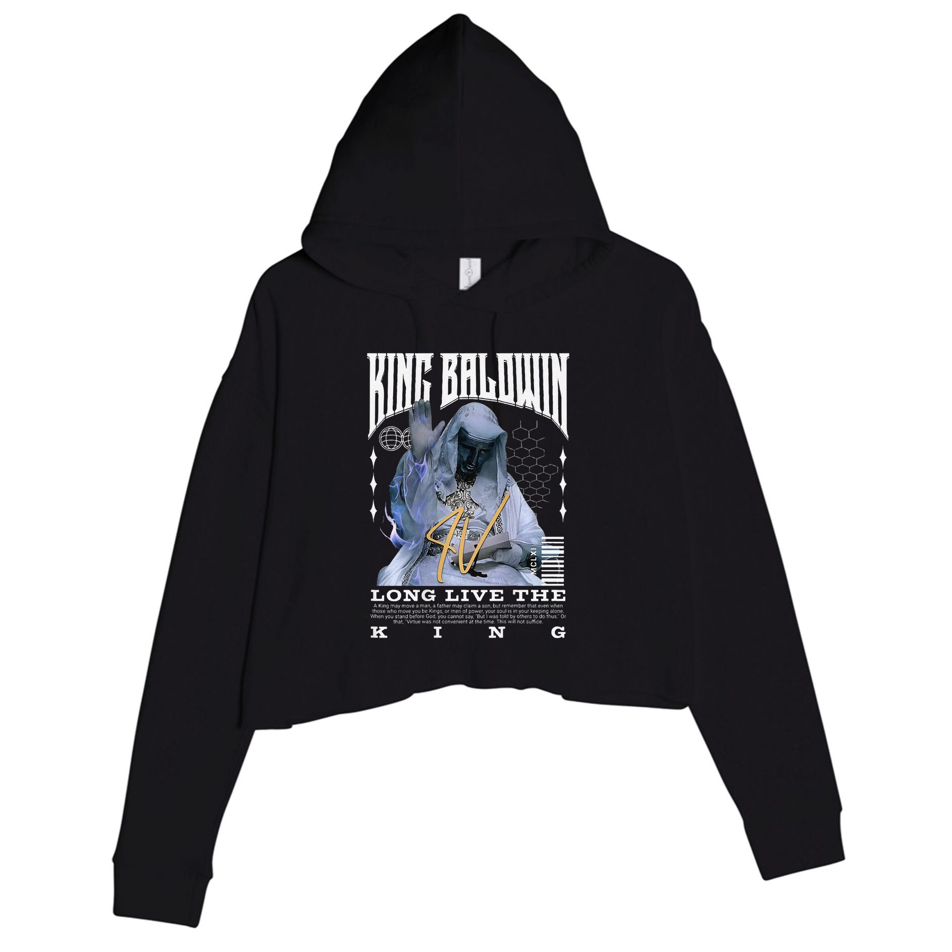 Backprint King Baldwin Iv Crop Fleece Hoodie