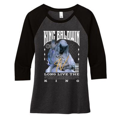 Backprint King Baldwin Iv Women's Tri-Blend 3/4-Sleeve Raglan Shirt