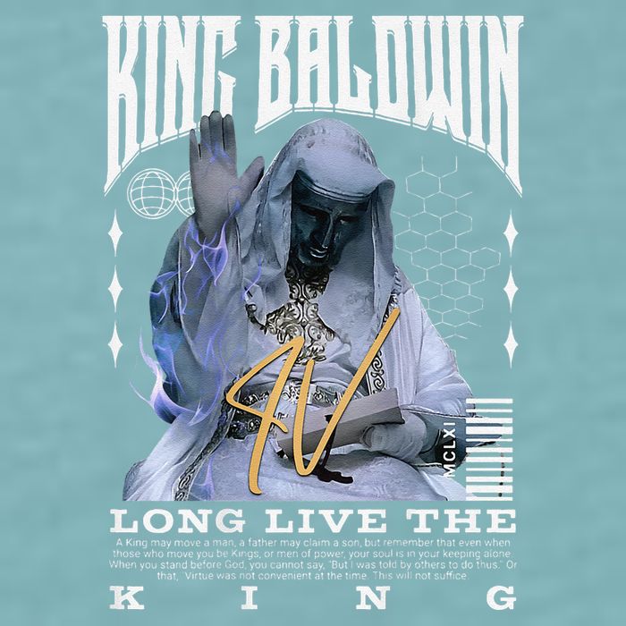 Backprint King Baldwin Iv Sueded Cloud Jersey T-Shirt