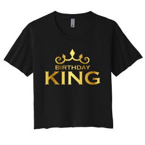 Birthday King Crown Funny Bday Squad Birthday Squad Party Women's Crop Top Tee