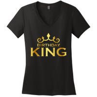 Birthday King Crown Funny Bday Squad Birthday Squad Party Women's V-Neck T-Shirt