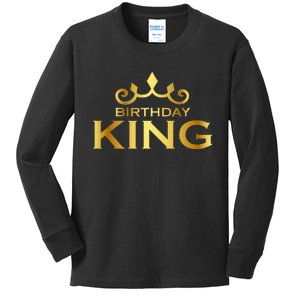 Birthday King Crown Funny Bday Squad Birthday Squad Party Kids Long Sleeve Shirt