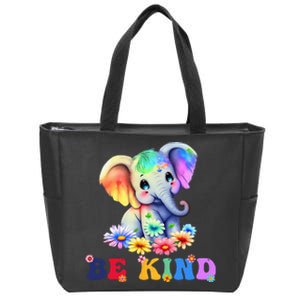 Be Kind Cute Elephant Mom Kindness Zip Tote Bag