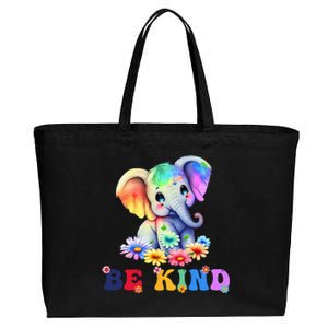 Be Kind Cute Elephant Mom Kindness Cotton Canvas Jumbo Tote