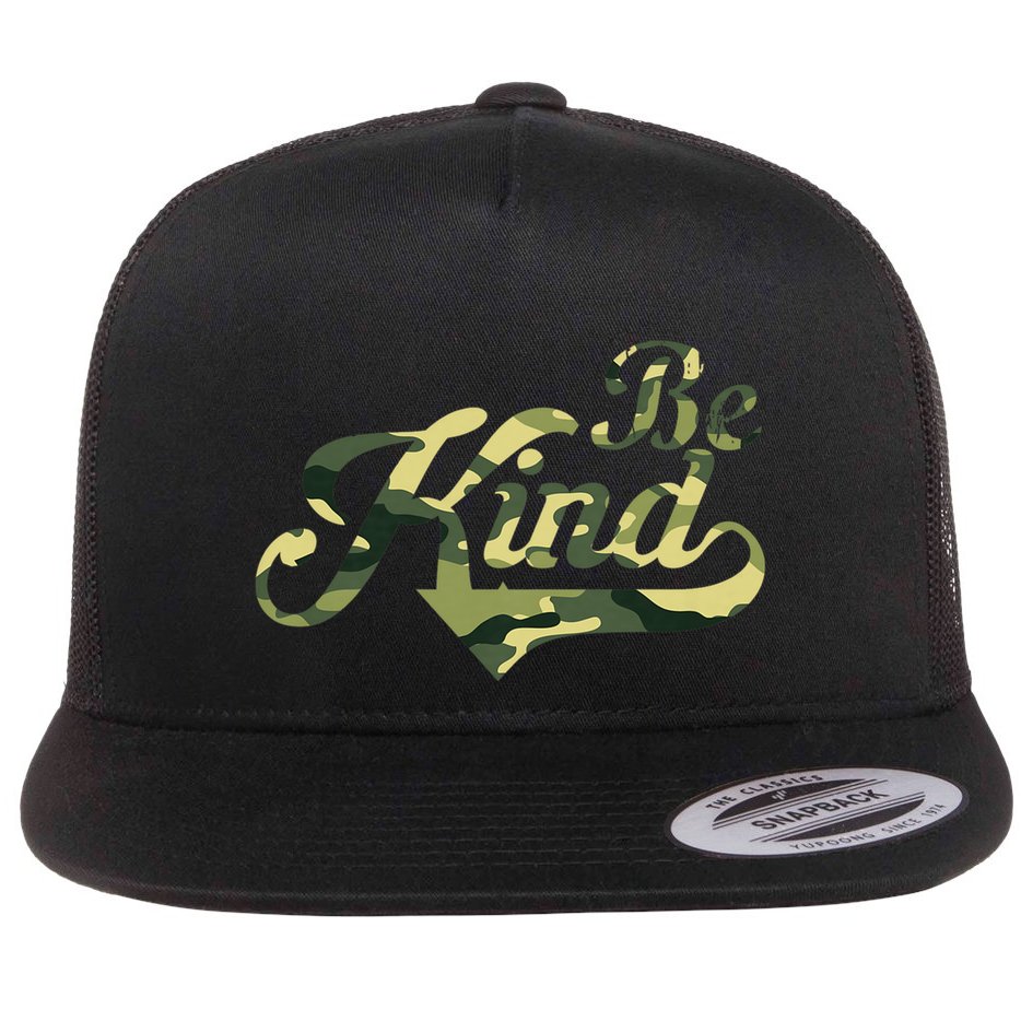 Be Kind Camouflage Anti Bullying Awareness Kindness Flat Bill Trucker Hat