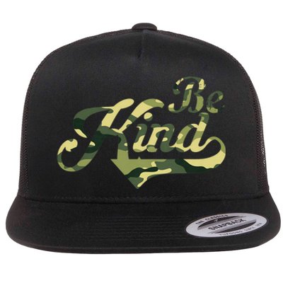 Be Kind Camouflage Anti Bullying Awareness Kindness Flat Bill Trucker Hat