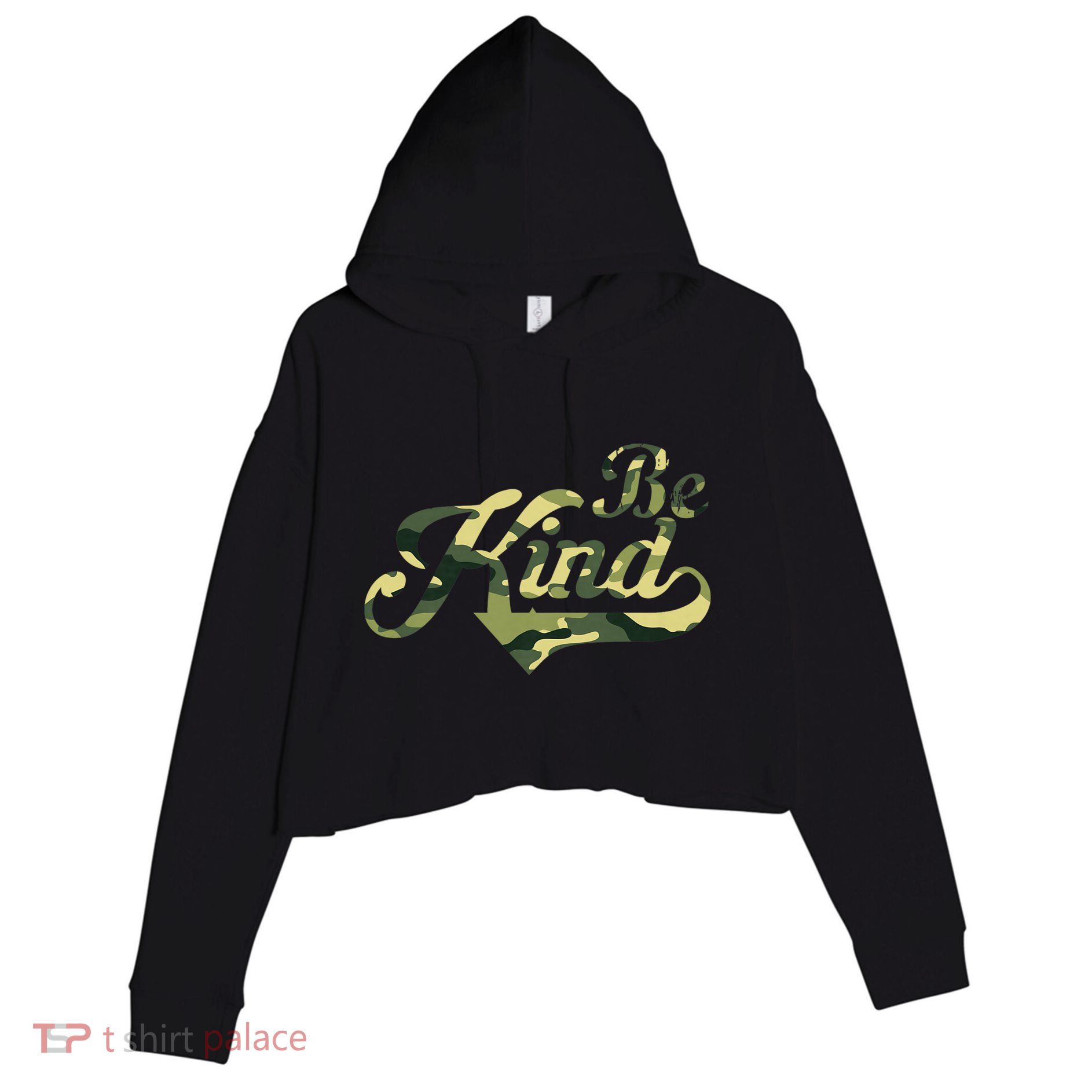 Be Kind Camouflage Anti Bullying Awareness Kindness Crop Fleece Hoodie
