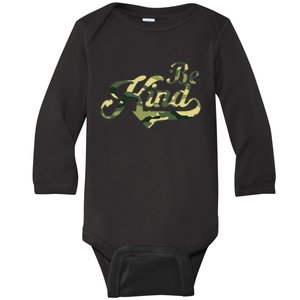 Be Kind Camouflage Anti Bullying Awareness Kindness Baby Long Sleeve Bodysuit